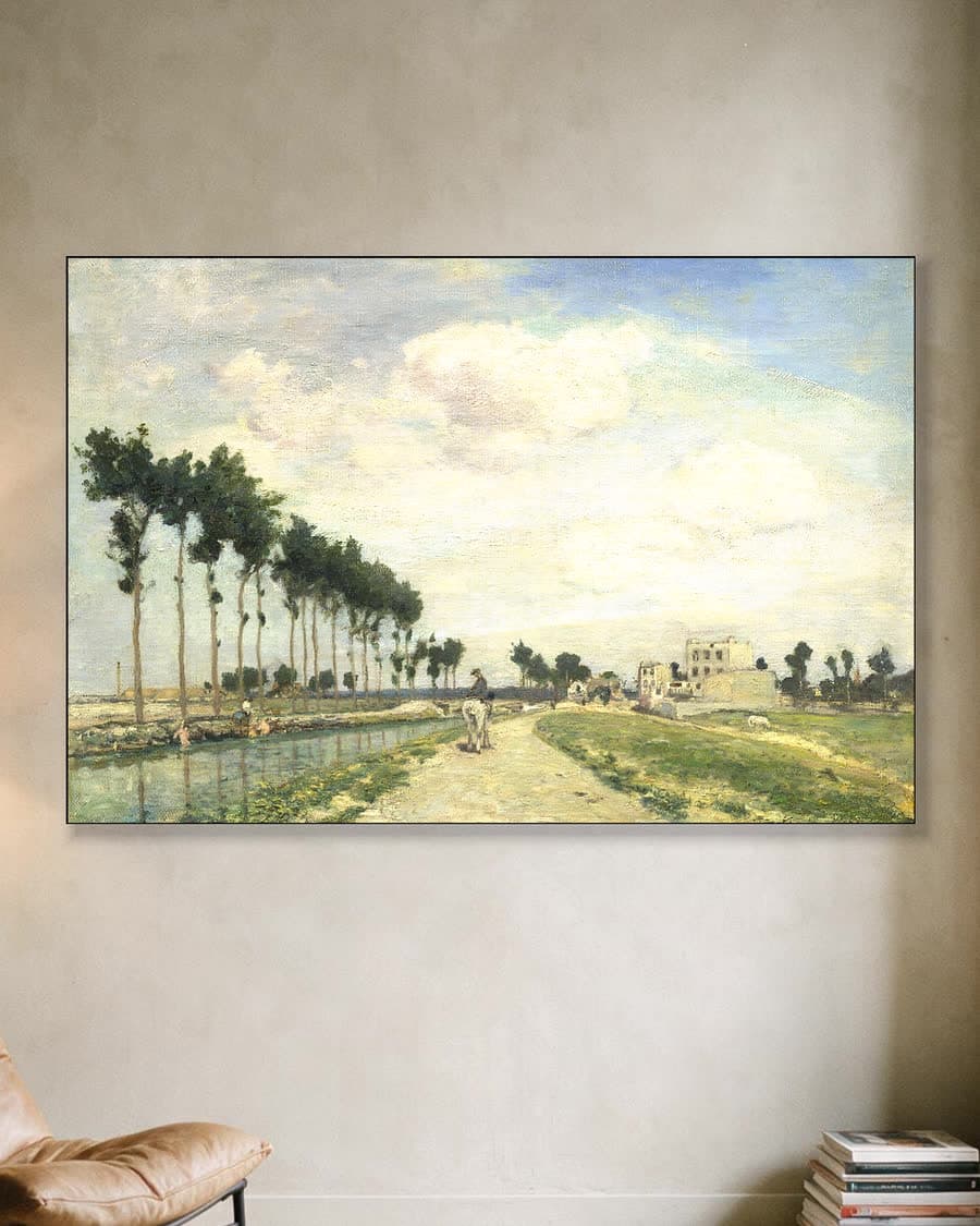 Het jaagpad in een aluminium frame aan dezelfde muur