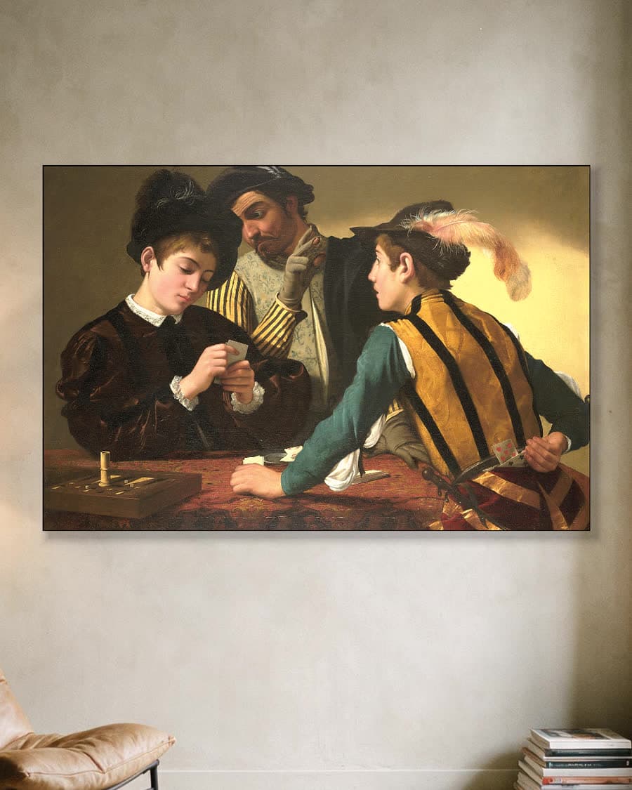 De valsspelers in een aluminium frame aan dezelfde muur
