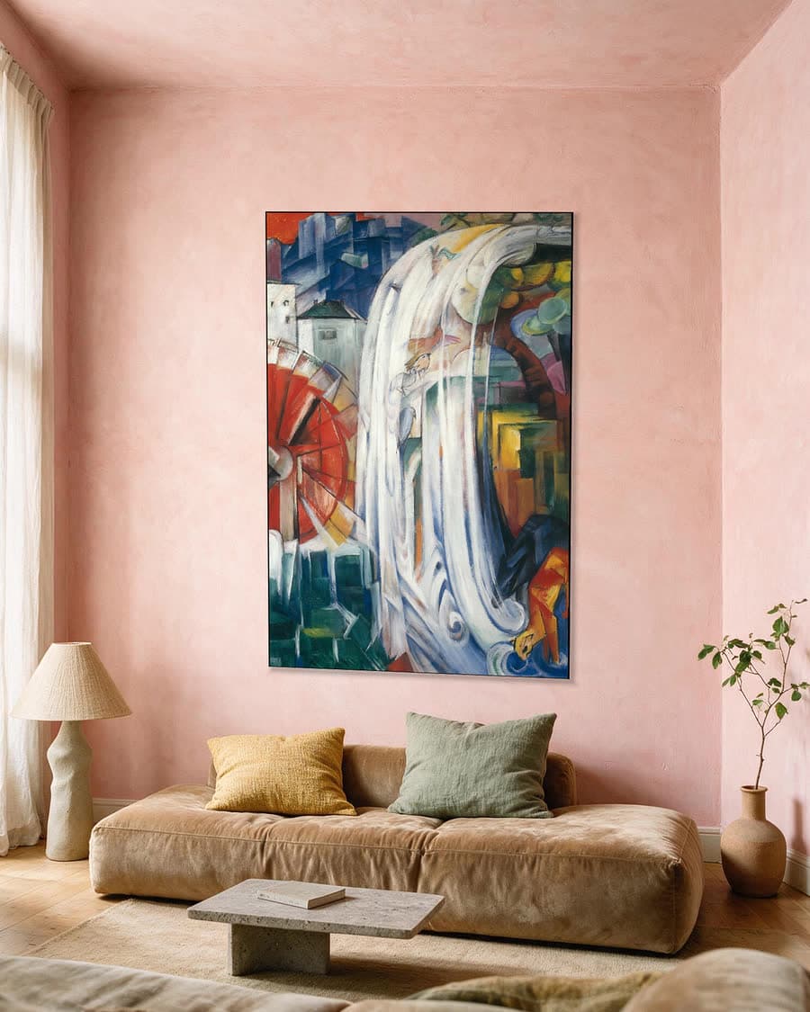 De Waterval in een aluminium frame aan dezelfde muur