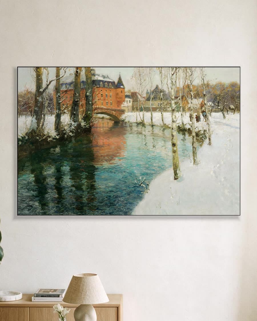 Kasteel in Normandië in een aluminium frame aan dezelfde muur