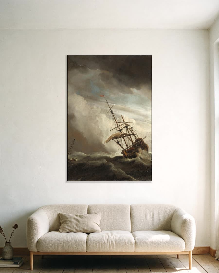 De windstoot in een aluminium frame aan dezelfde muur