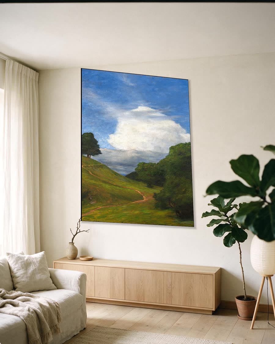 De wolk (Molnet, 1896) in een aluminium frame aan dezelfde muur