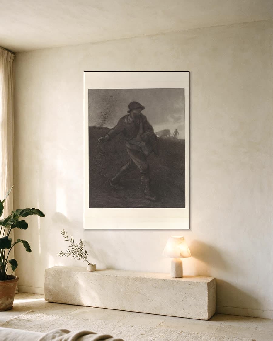 De Zaaier in een aluminium frame aan dezelfde muur