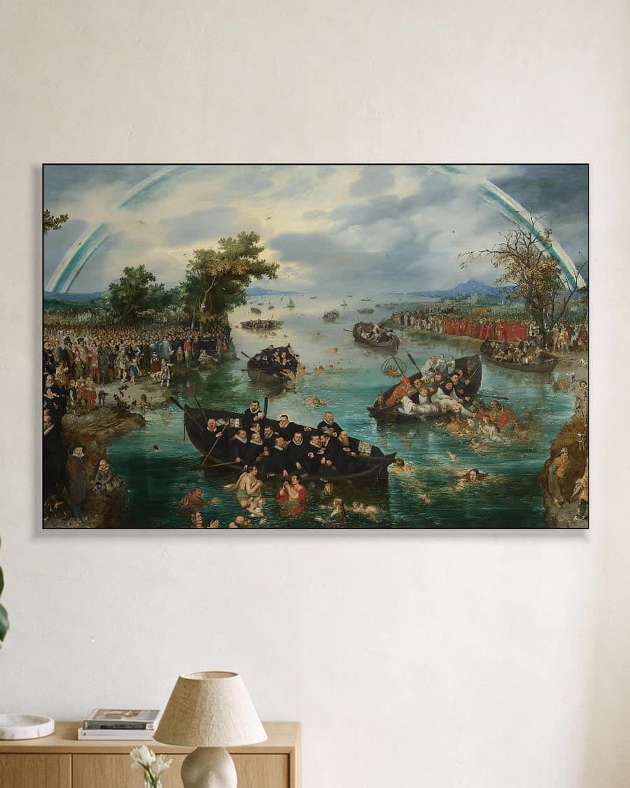 De zielenvisserij in een aluminium frame aan dezelfde muur