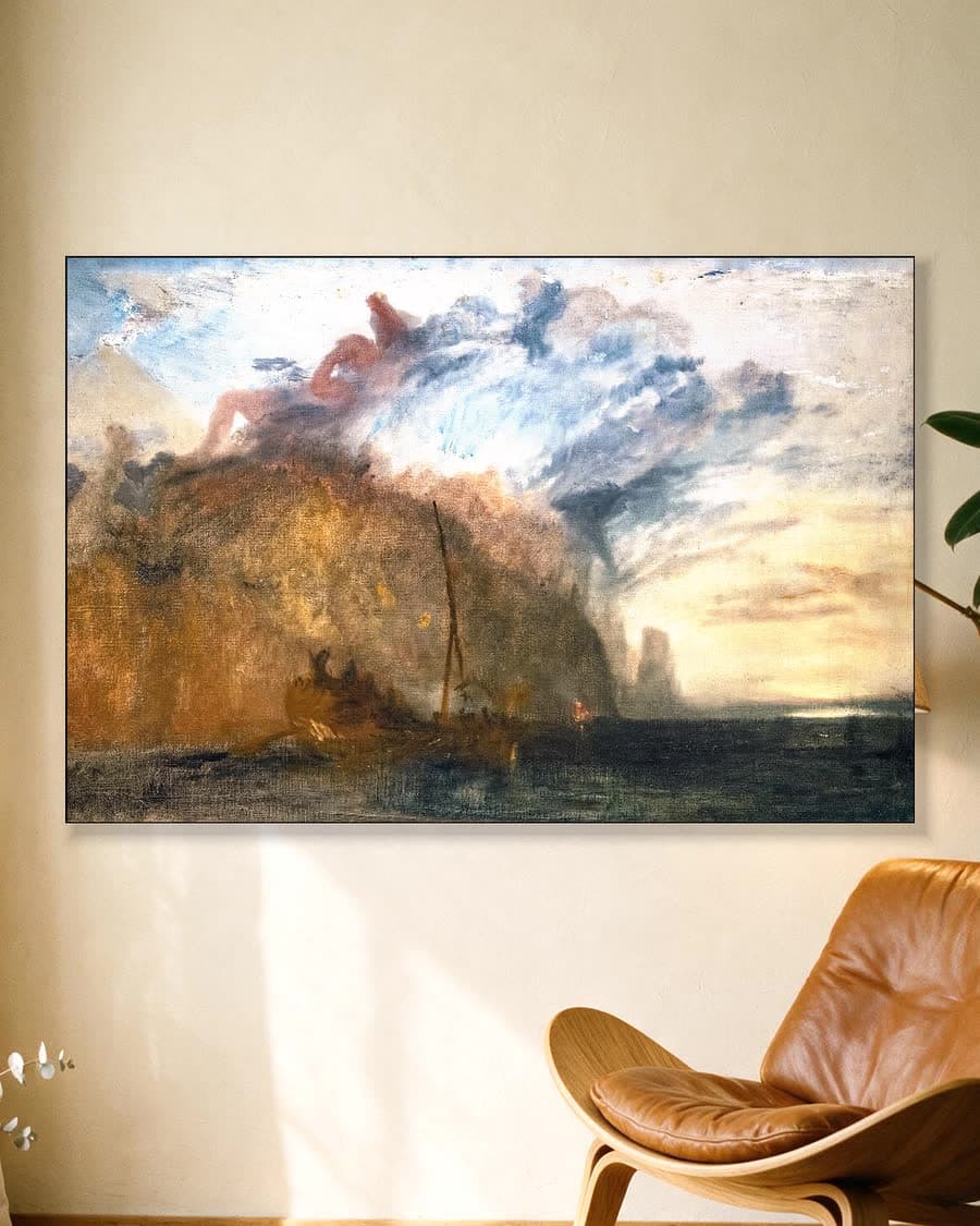 Ulysses bespot Polyphemus in een aluminium frame aan dezelfde muur