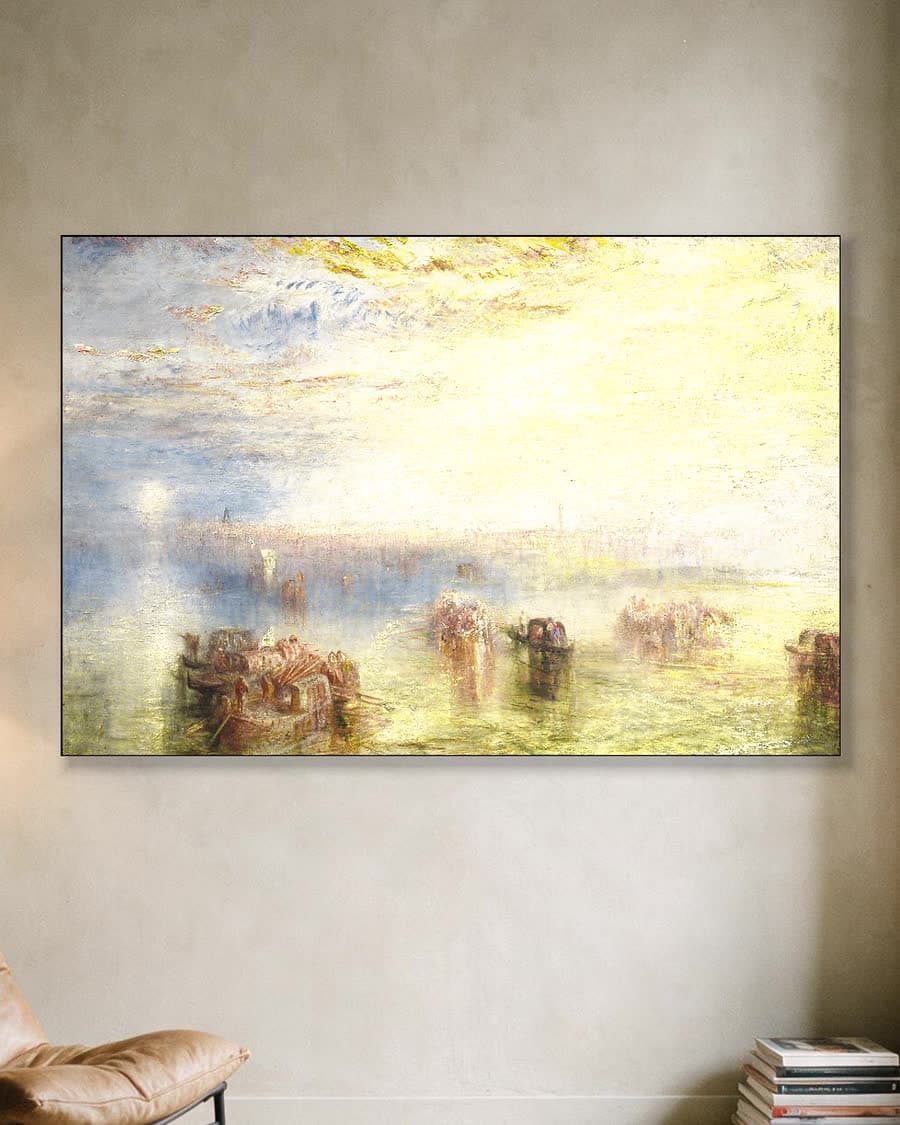 Aankomst bij Venetië in een aluminium frame aan dezelfde muur