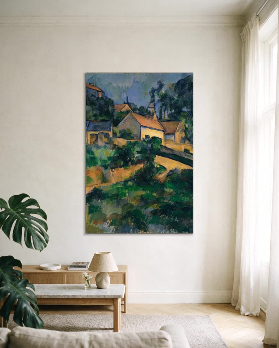 De kronkelweg bij Montgeroult in een aluminium frame aan dezelfde muur