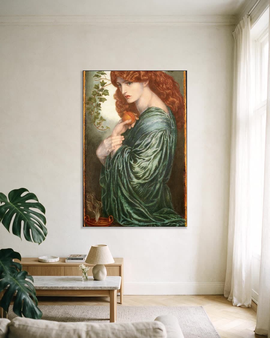 Proserpina in een aluminium frame aan dezelfde muur
