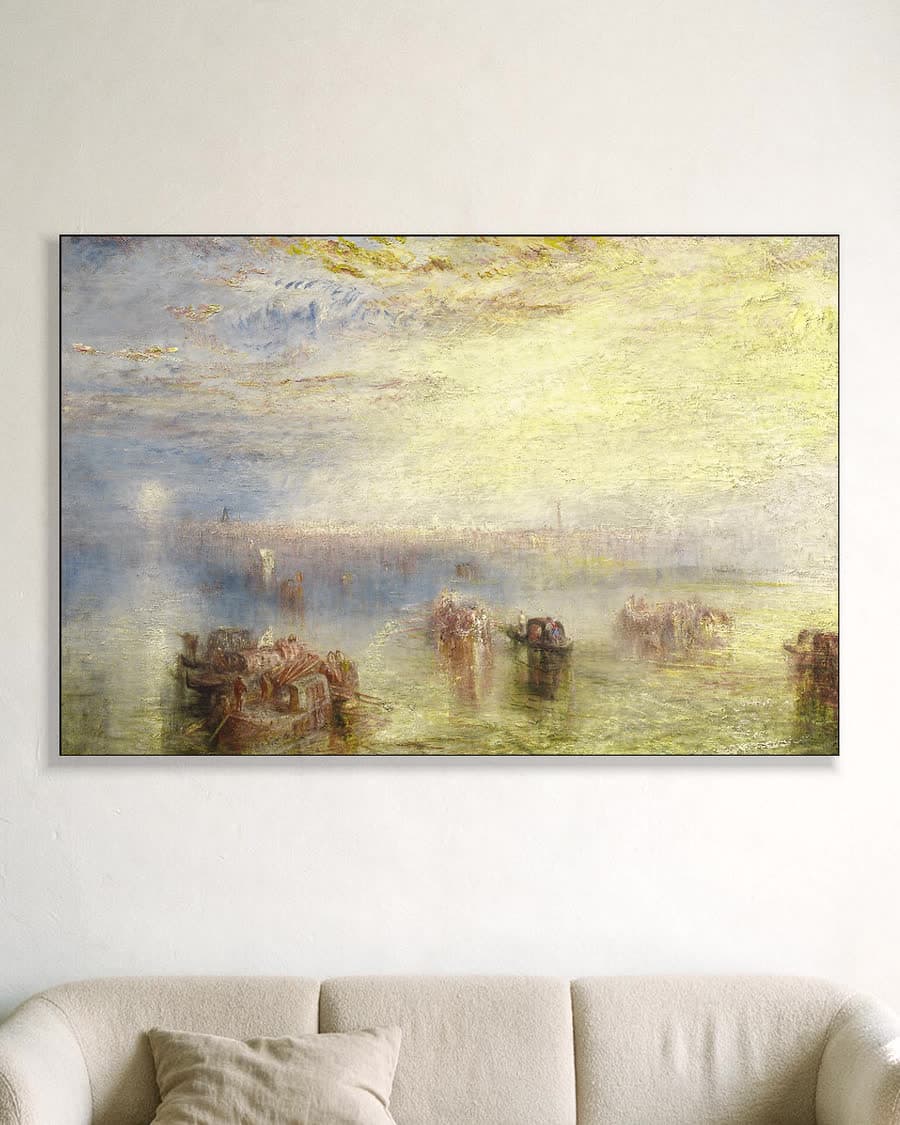 Aankomst bij Venetië in een aluminium frame aan dezelfde muur