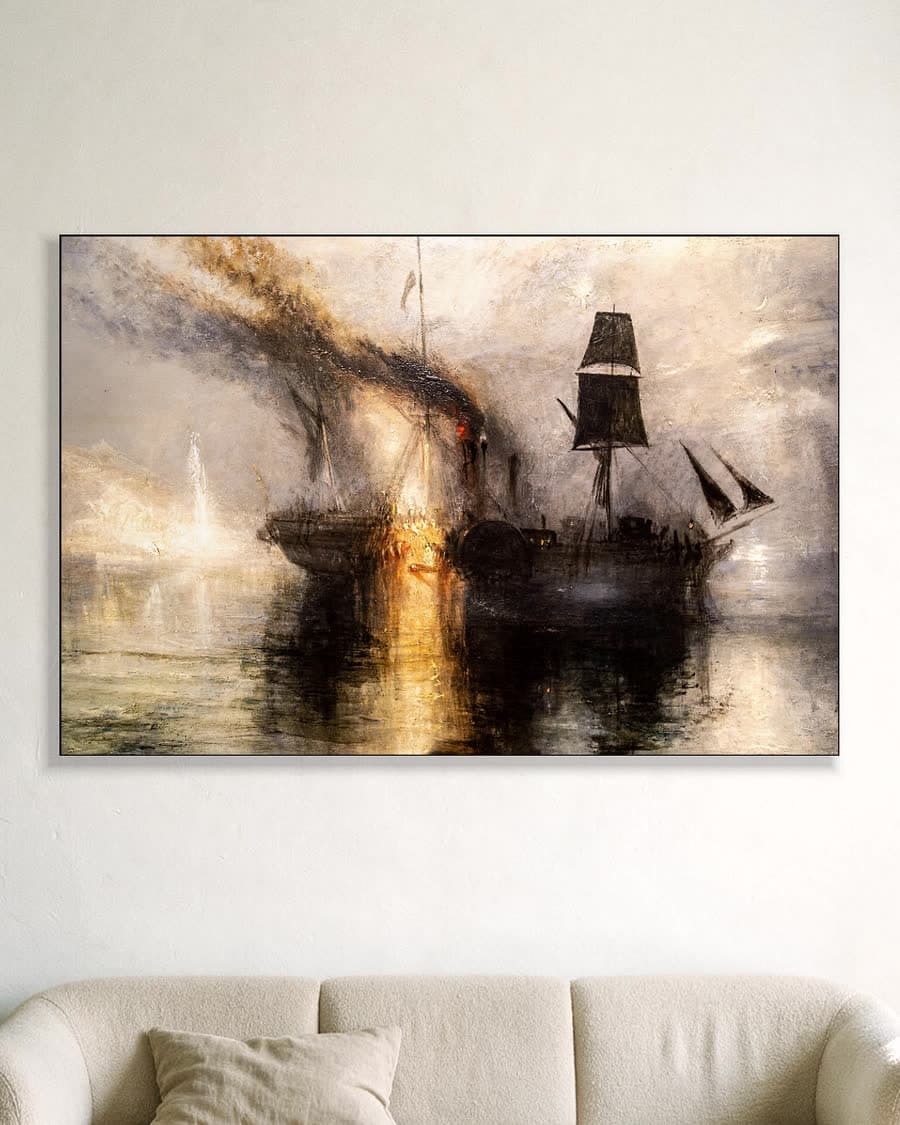 Vrede: begrafenis op zee in een aluminium frame aan dezelfde muur