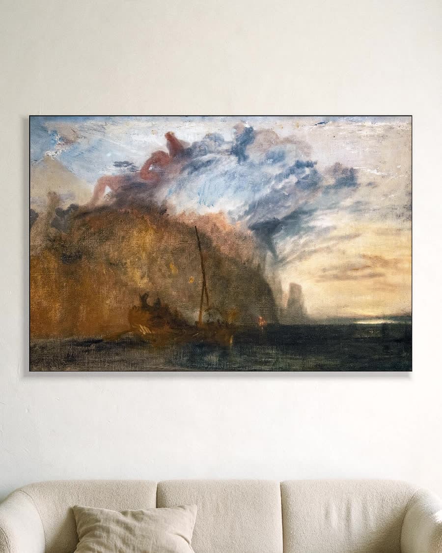 Ulysses bespot Polyphemus in een aluminium frame aan dezelfde muur