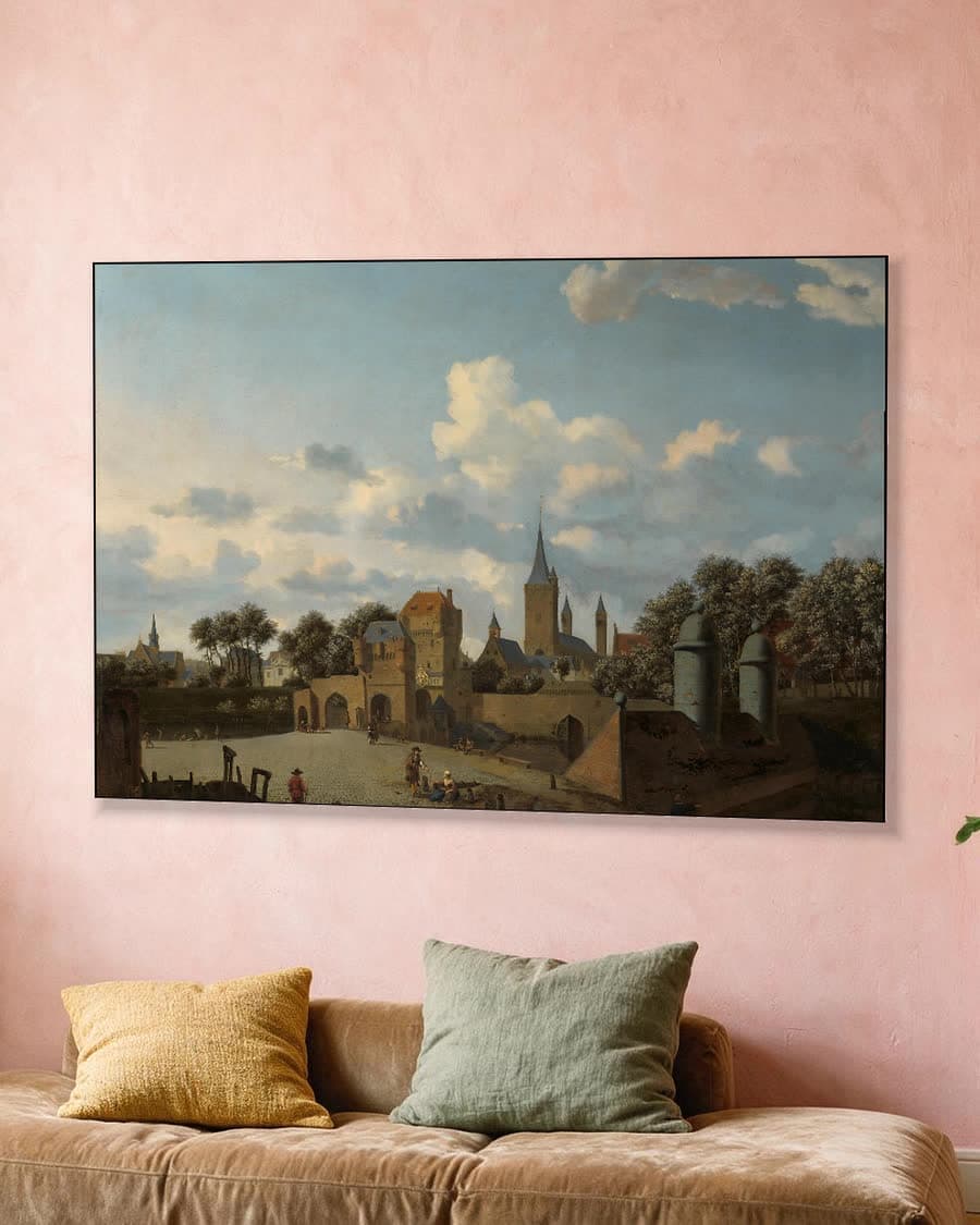 De Sankt Severin te Keulen in een gefantaseerd stadsgezicht in een aluminium frame aan dezelfde muur