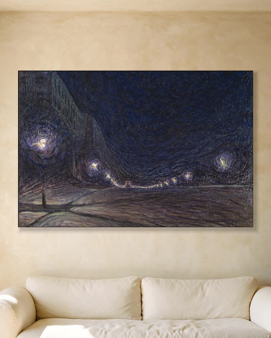Hornsgatan bij nacht in een aluminium frame aan dezelfde muur