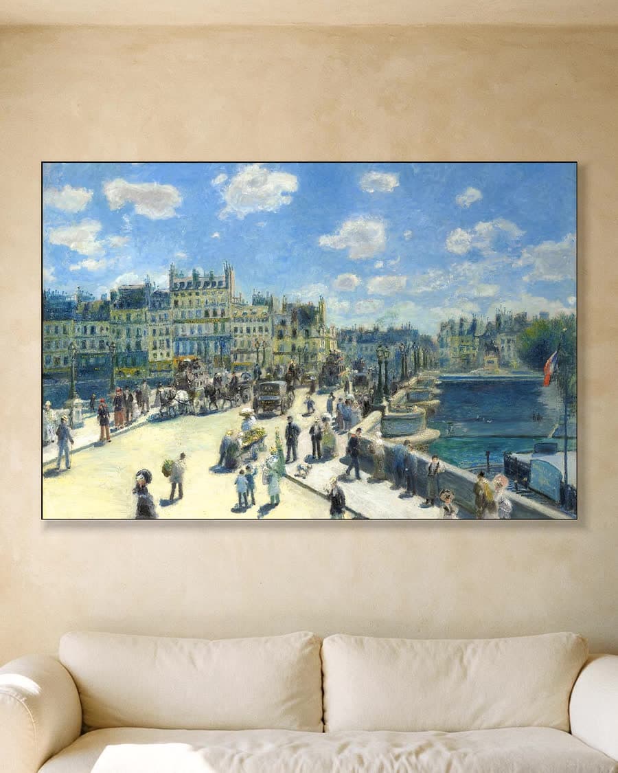 De Pont Neuf, Parijs in een aluminium frame aan dezelfde muur