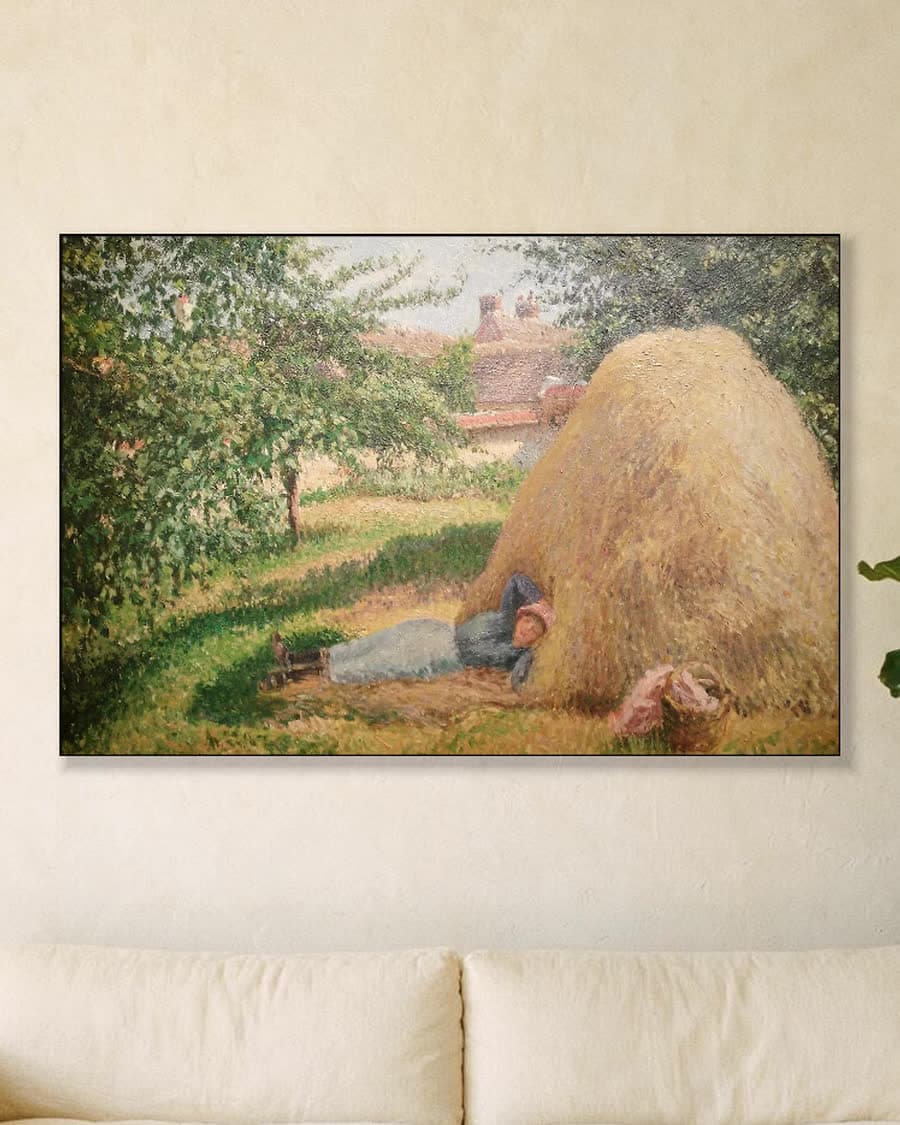 De middagrust, Éragny in een aluminium frame aan dezelfde muur