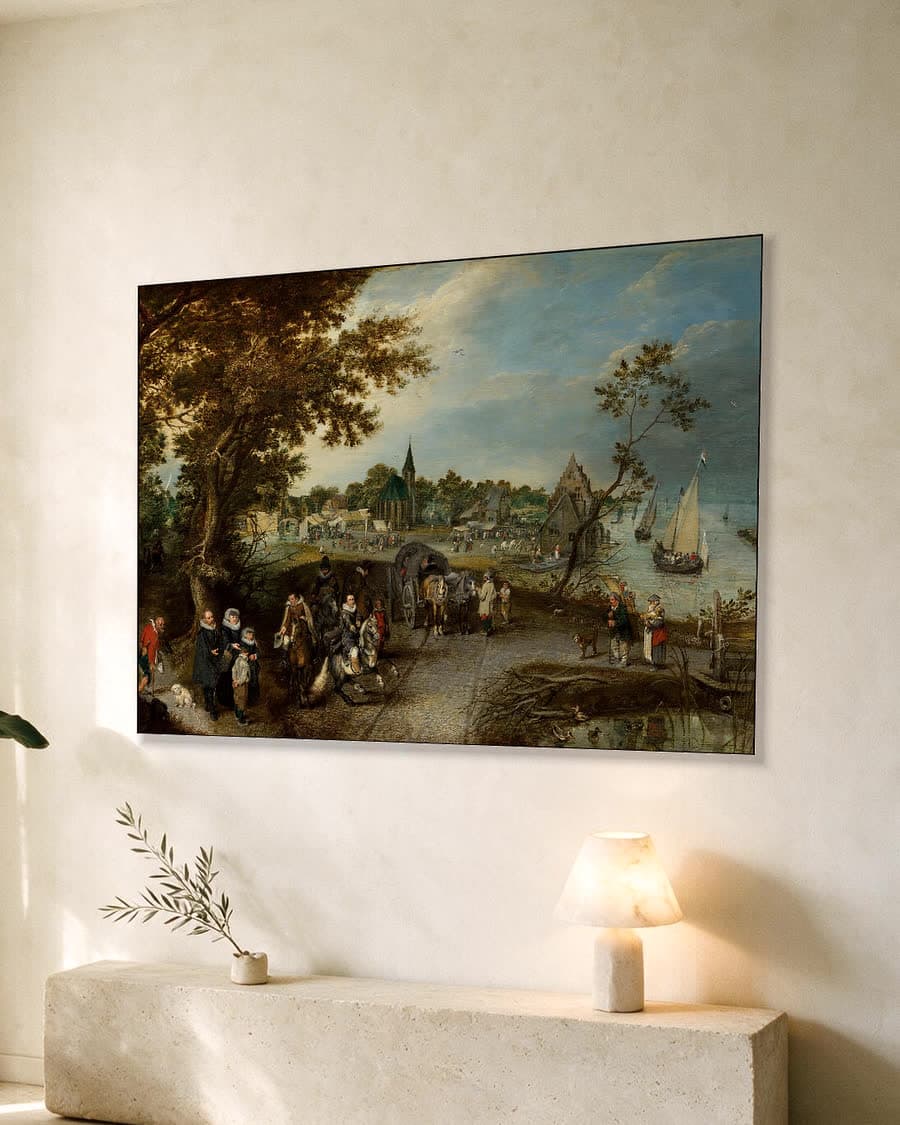 Dorpskermis in een aluminium frame aan dezelfde muur