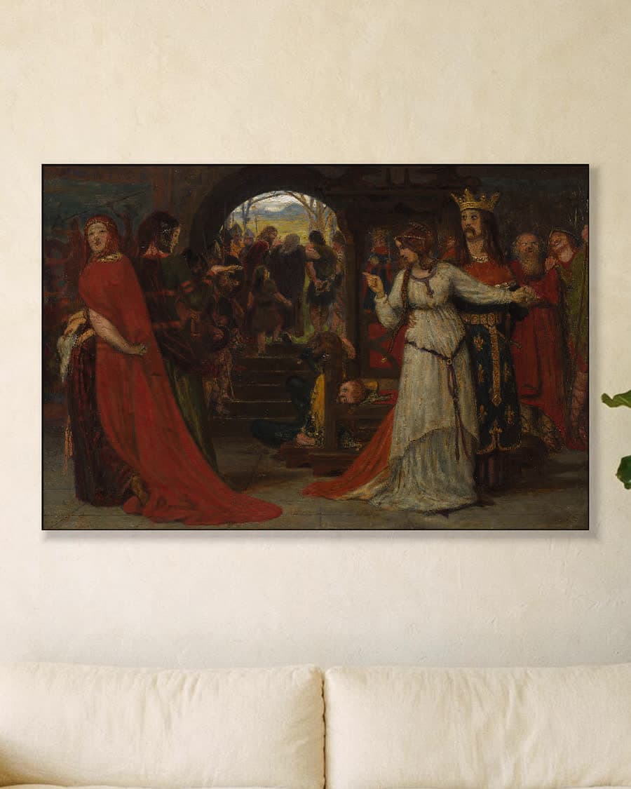 Cordelia neemt afscheid van haar zussen in een aluminium frame aan dezelfde muur
