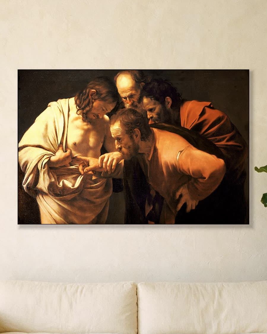 De ongelovige Thomas in een aluminium frame aan dezelfde muur