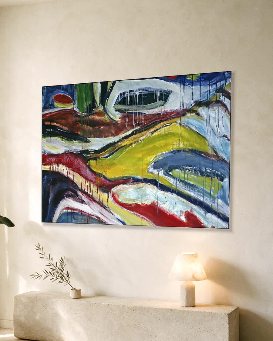 Duinlandschap in een aluminium frame aan dezelfde muur
