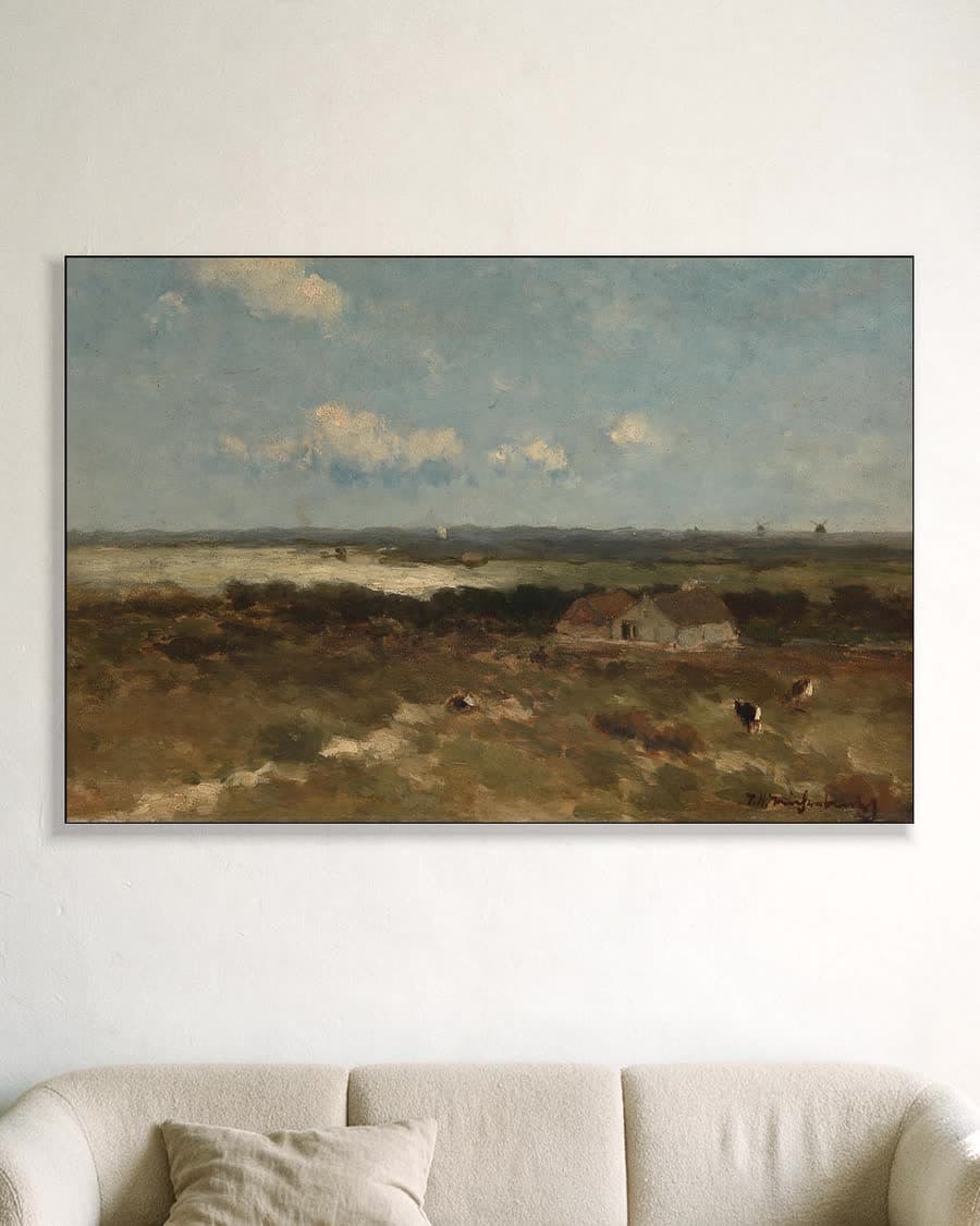 Duinlandschap in een aluminium frame aan dezelfde muur