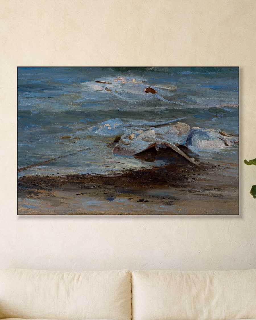De dode robben in een aluminium frame aan dezelfde muur