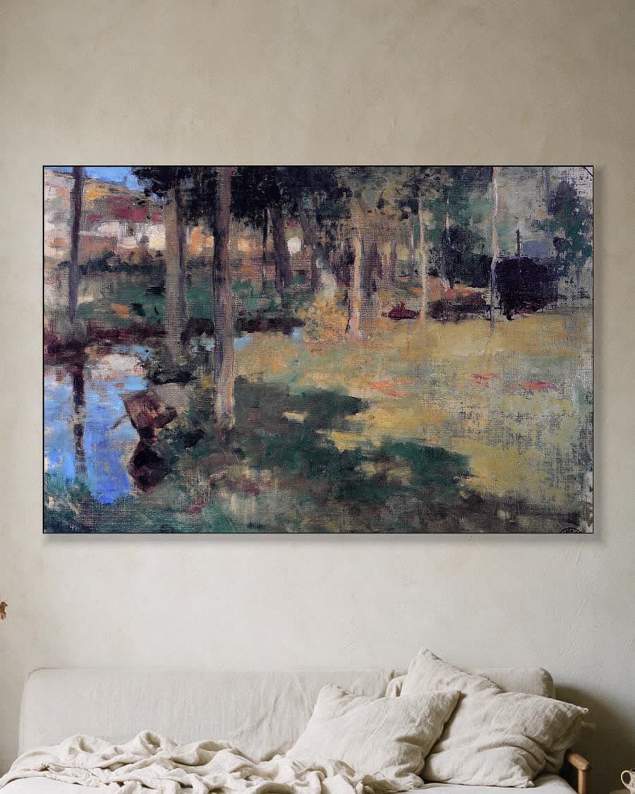 De Epte bij Giverny in een aluminium frame aan dezelfde muur