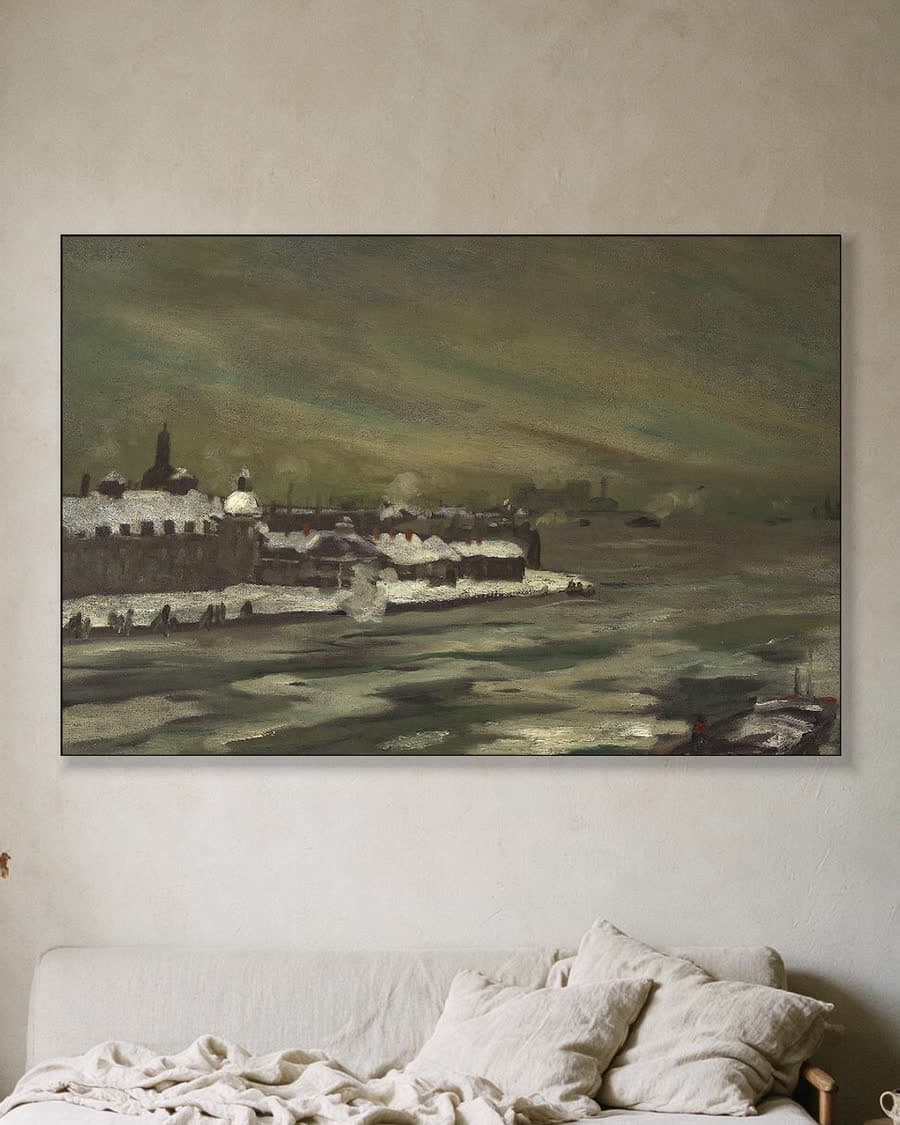 Blackwell's Island aan de East River in een aluminium frame aan dezelfde muur