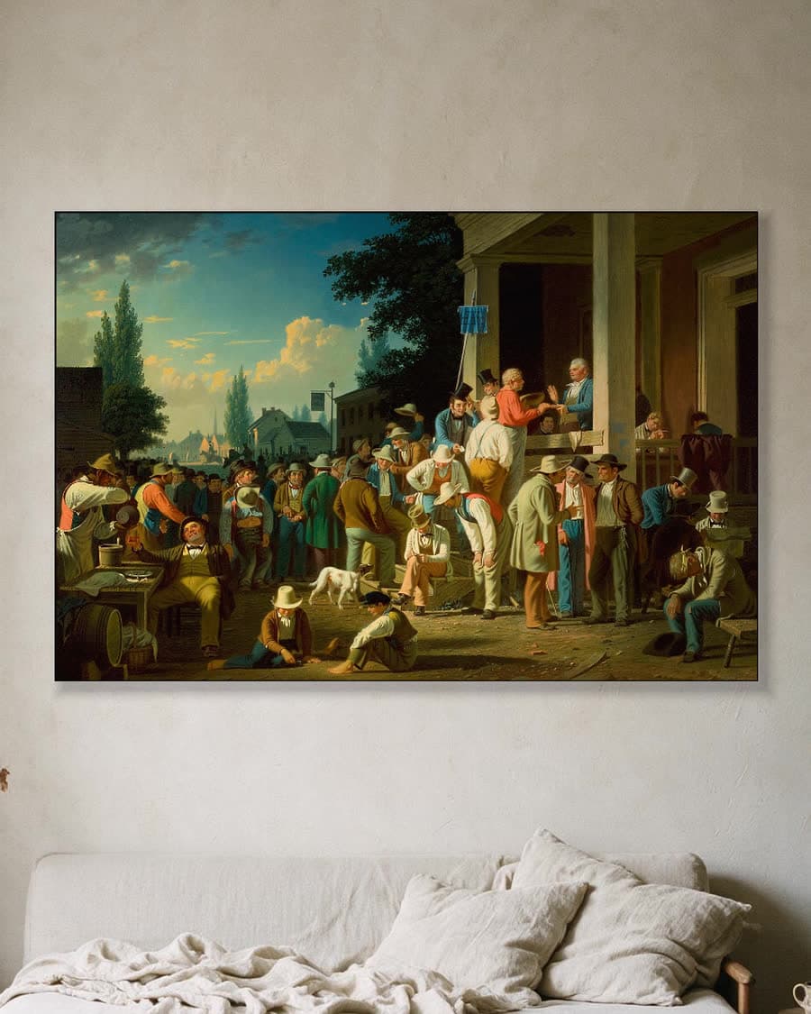 De districtsverkiezing in een aluminium frame aan dezelfde muur