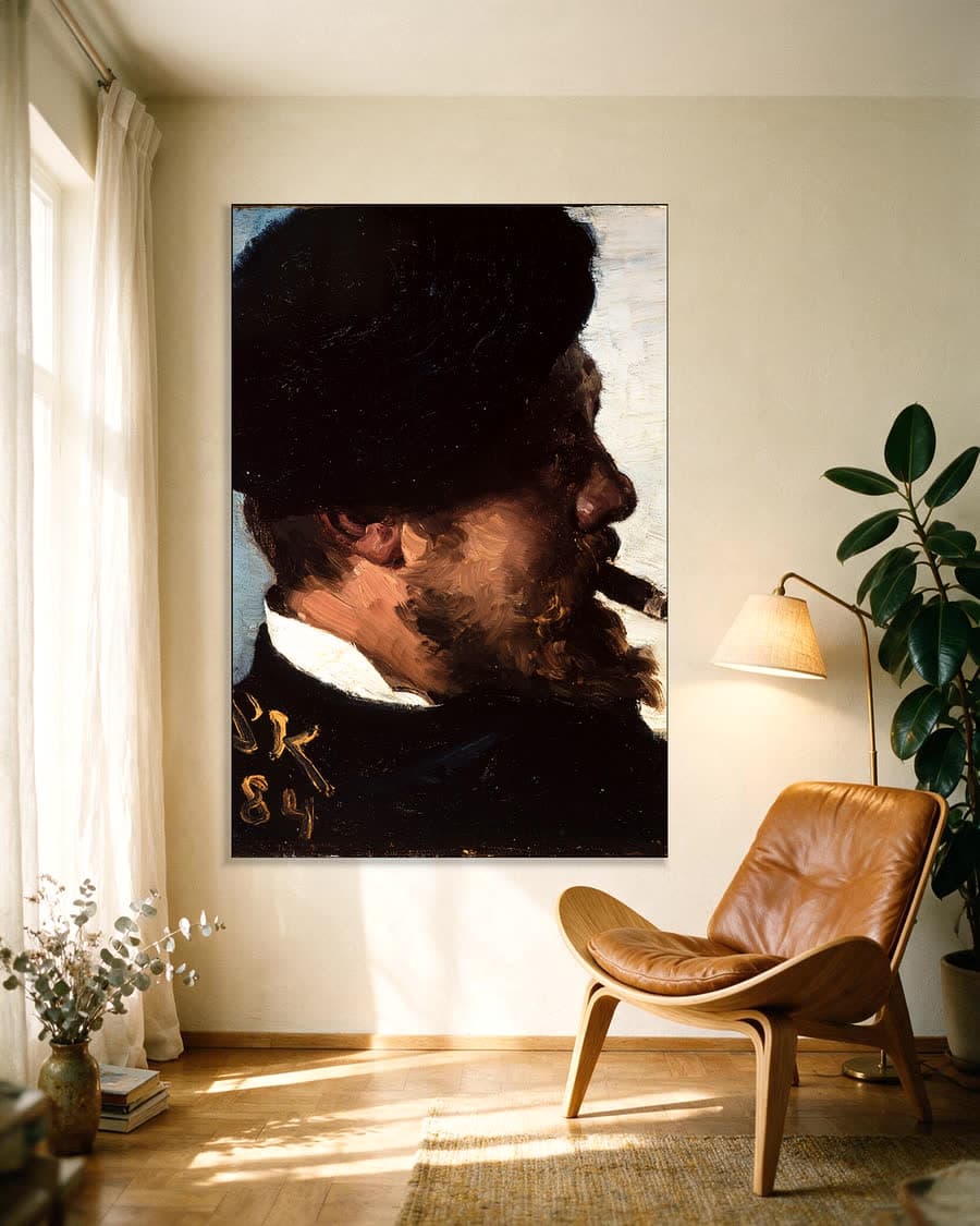 Fritz Stoltenberg in een aluminium frame aan dezelfde muur