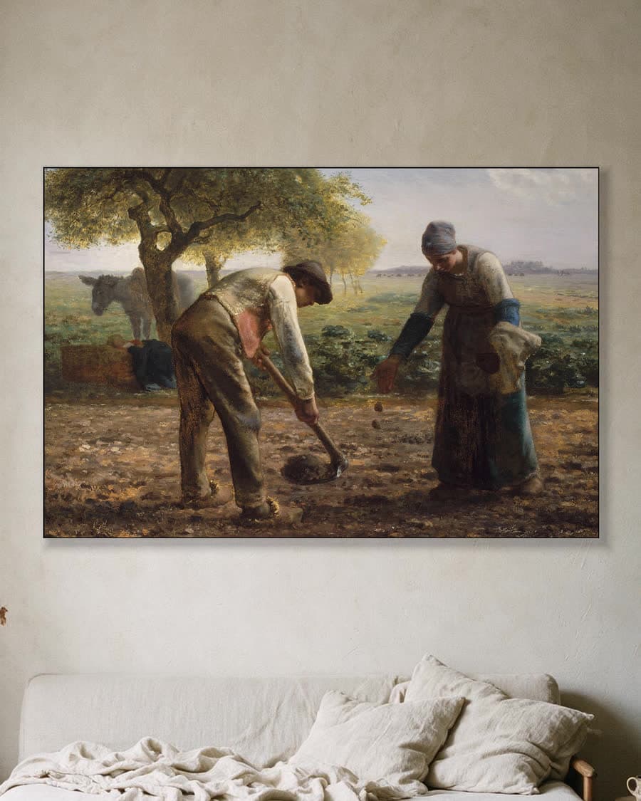 De Aardappelplanters in een aluminium frame aan dezelfde muur