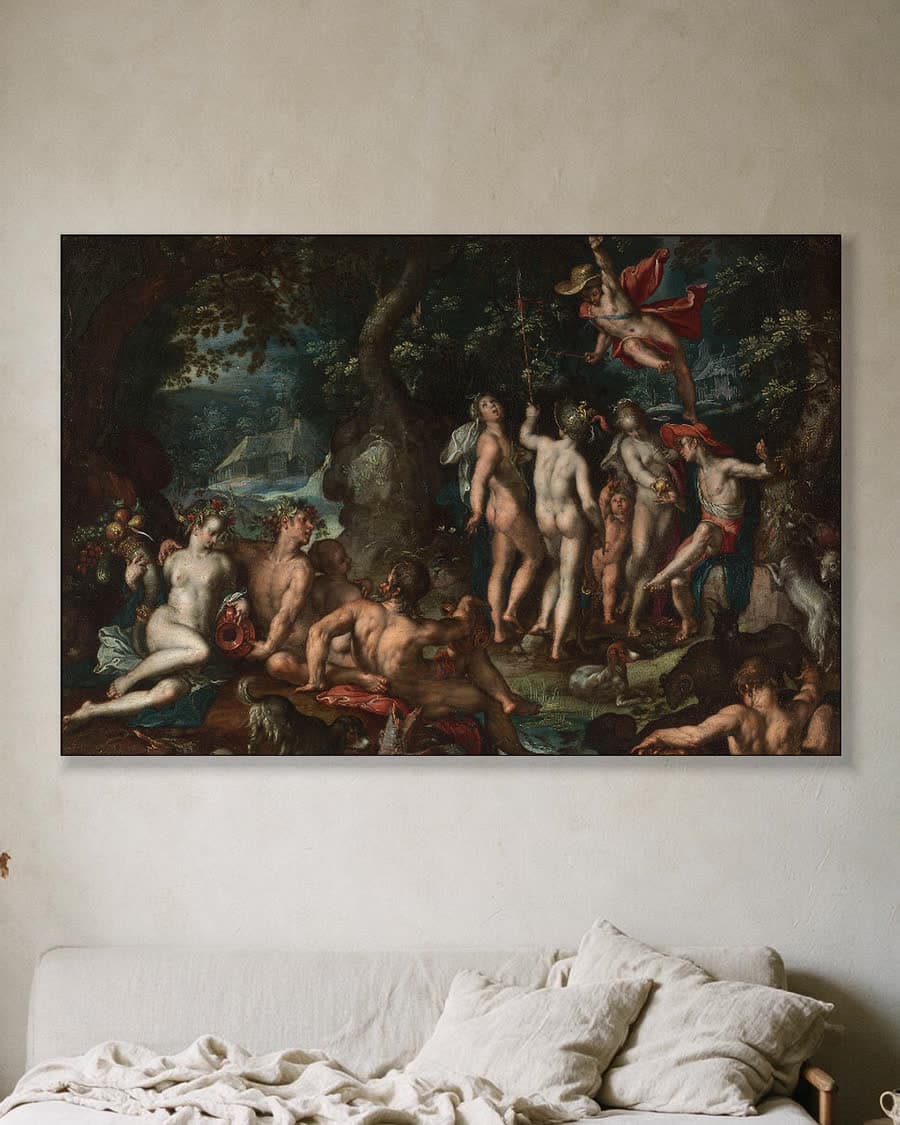 Het oordeel van Paris in een aluminium frame aan dezelfde muur