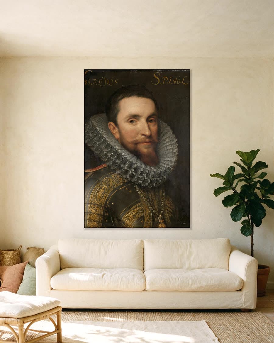 Ambrogio (1569-1630), markies de Spinola in een aluminium frame aan dezelfde muur