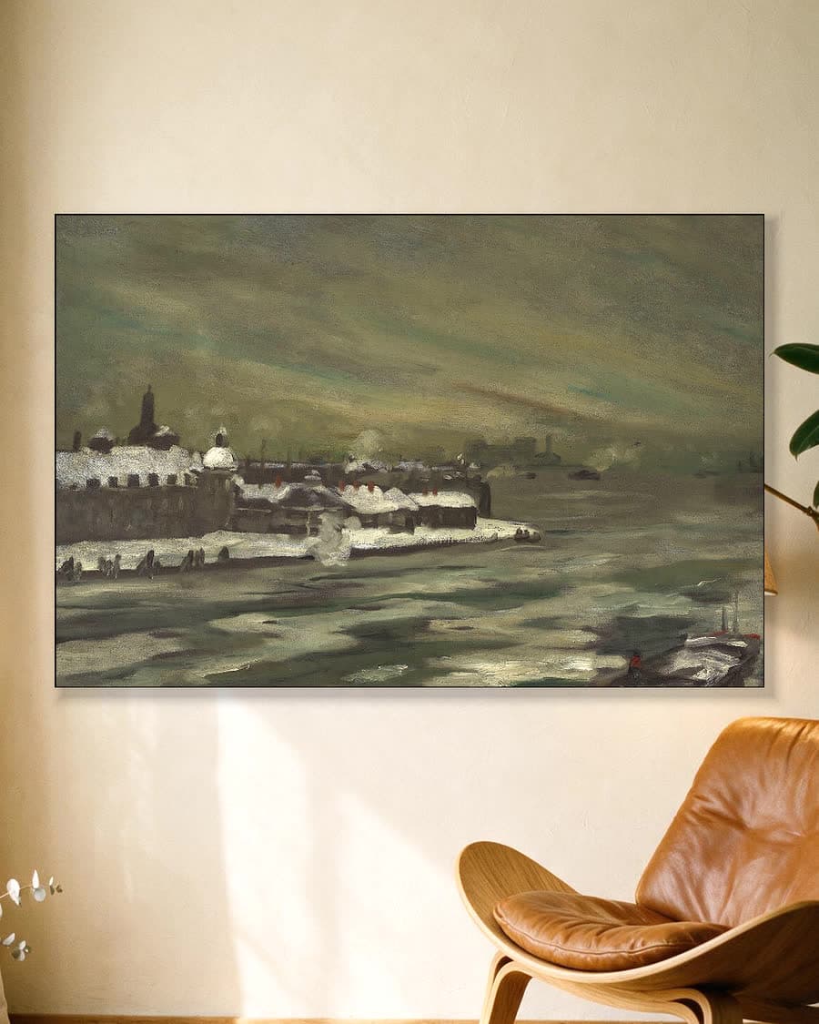 Blackwell's Island aan de East River in een aluminium frame aan dezelfde muur