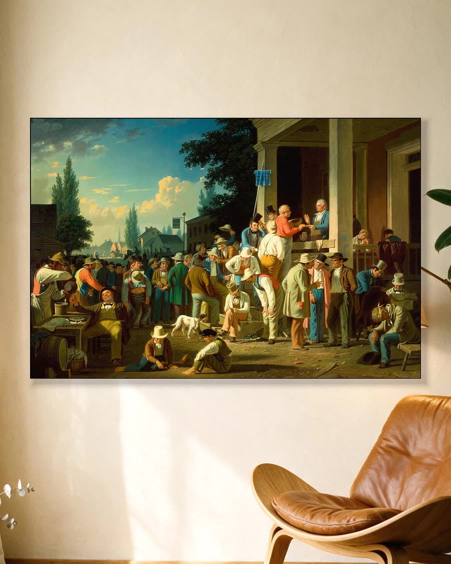 De districtsverkiezing in een aluminium frame aan dezelfde muur