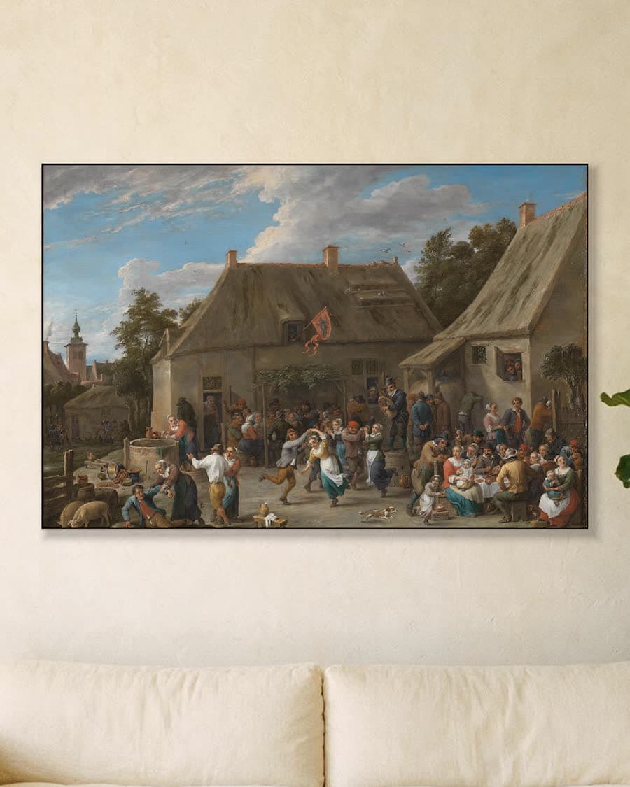Kermis op Sint-Jorisdag in een aluminium frame aan dezelfde muur