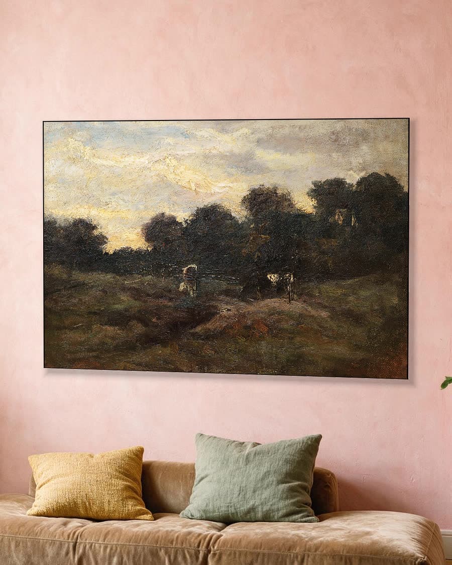 Koeien in de wei in een aluminium frame aan dezelfde muur
