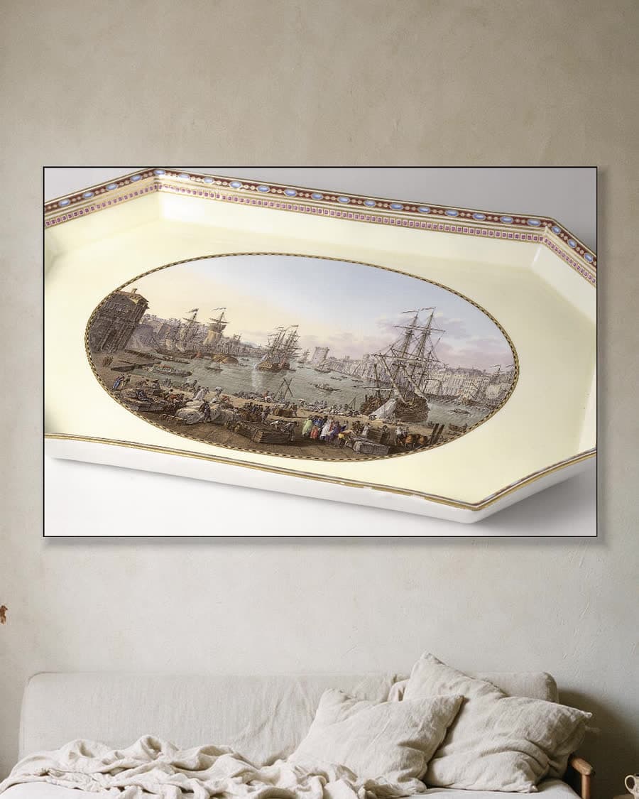 De haven van Marseille in een aluminium frame aan dezelfde muur