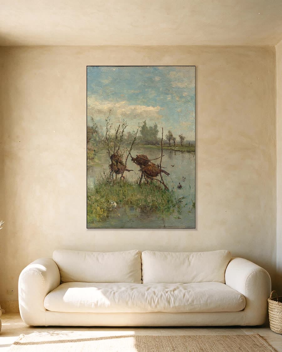 Eendennesten in een aluminium frame aan dezelfde muur