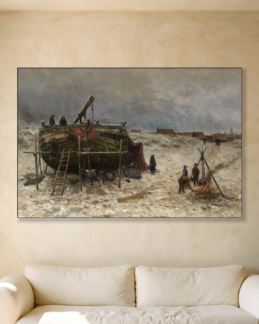 Breeuwen in een aluminium frame aan dezelfde muur