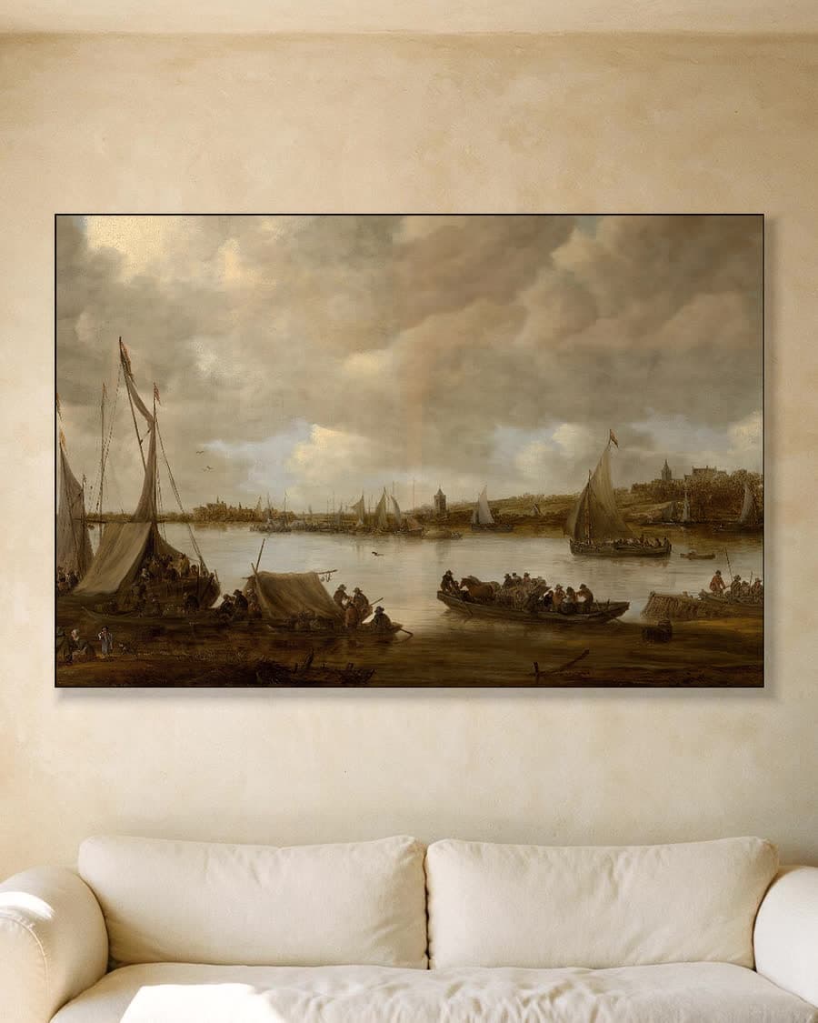 De Rijn bij Hoog-Elten in een aluminium frame aan dezelfde muur