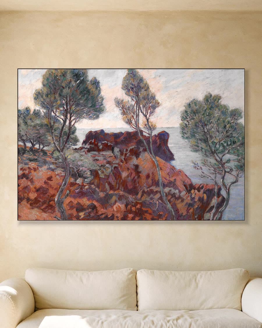 De rode rotsen van Agay in een aluminium frame aan dezelfde muur