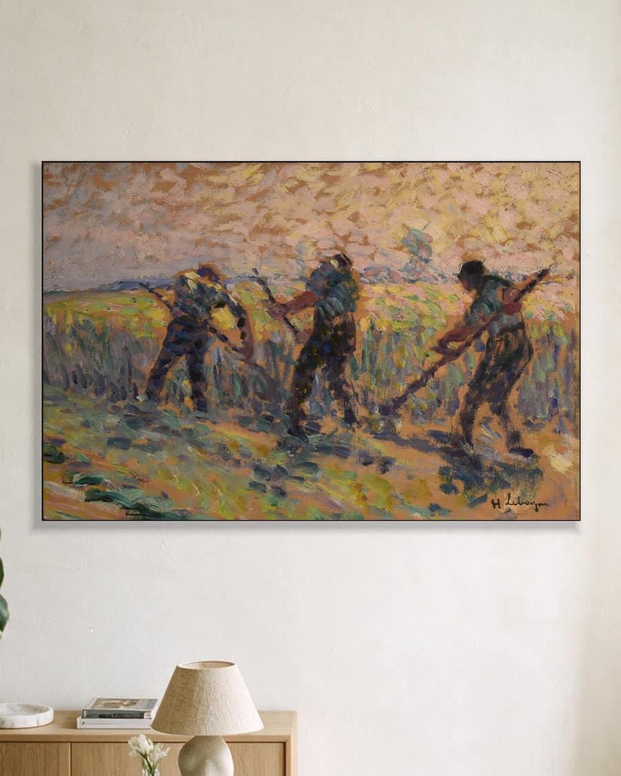 De maaiers in een aluminium frame aan dezelfde muur