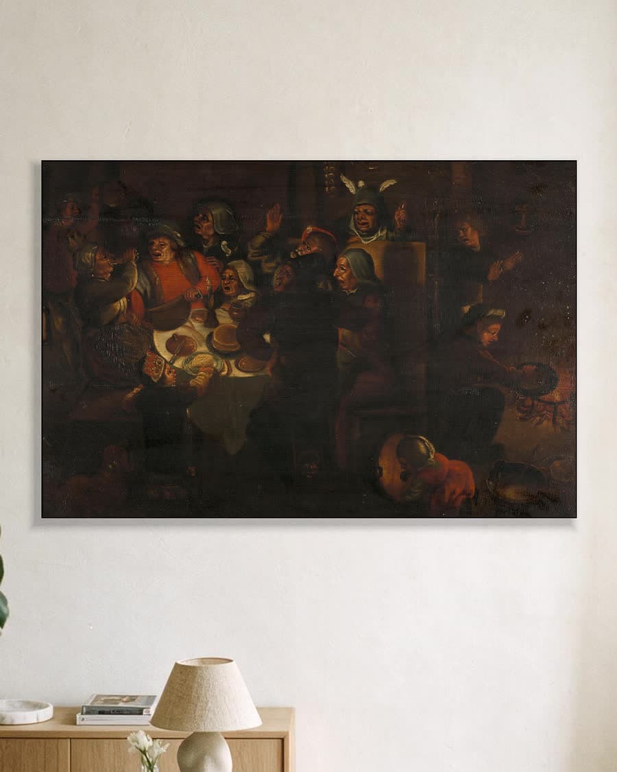 De aanbidding der koningen in een aluminium frame aan dezelfde muur