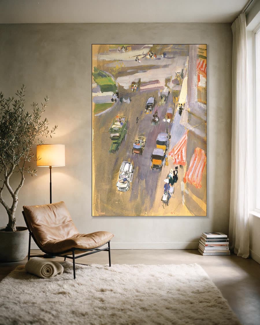 Fifth Avenue, New York in een aluminium frame aan dezelfde muur
