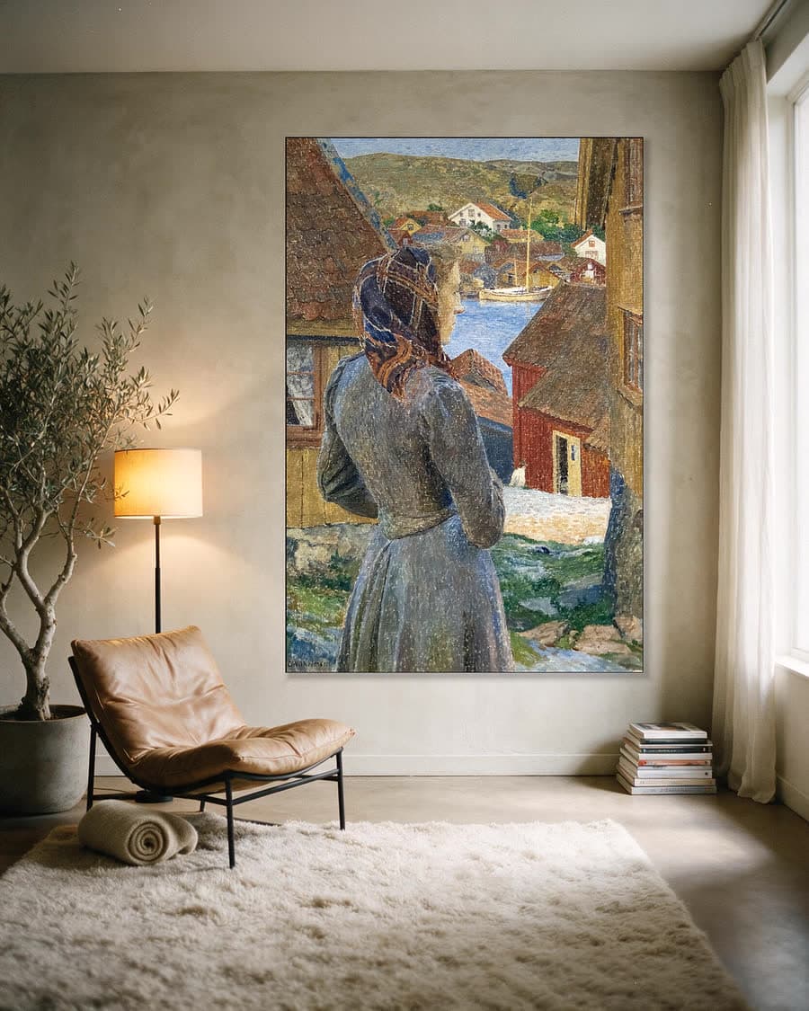 Avondschemering in Bohuslän in een aluminium frame aan dezelfde muur