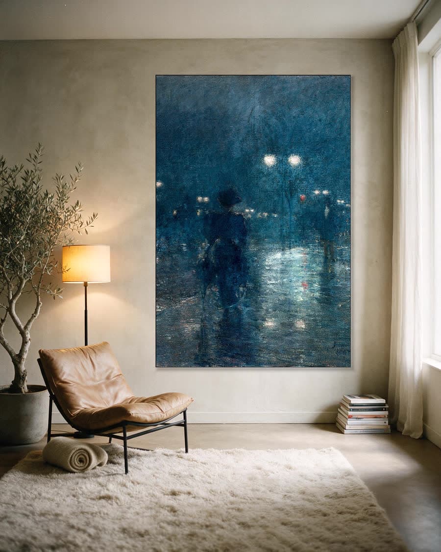 Fifth Avenue Nocturne in een aluminium frame aan dezelfde muur