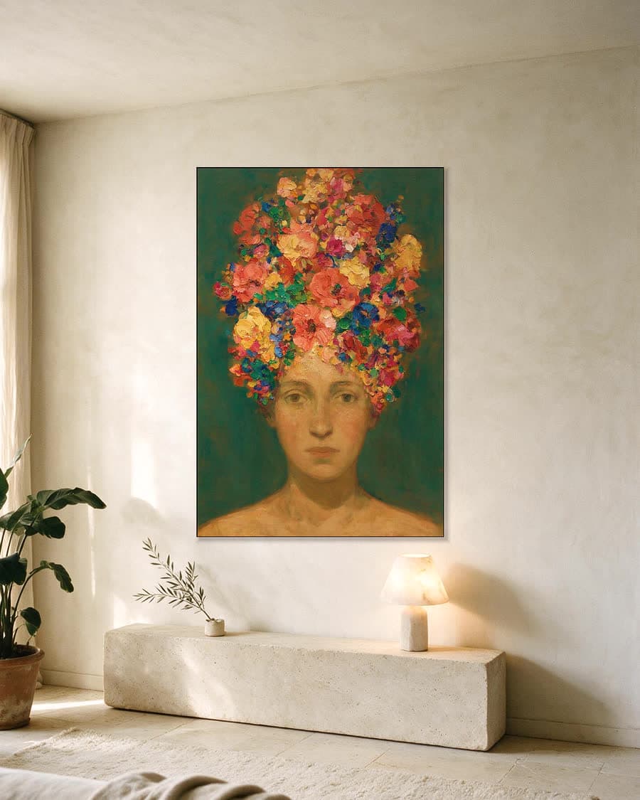 Dichte bos in bloei in een aluminium frame aan dezelfde muur