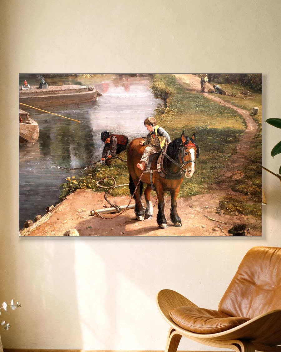 Flatford Mill in een aluminium frame aan dezelfde muur