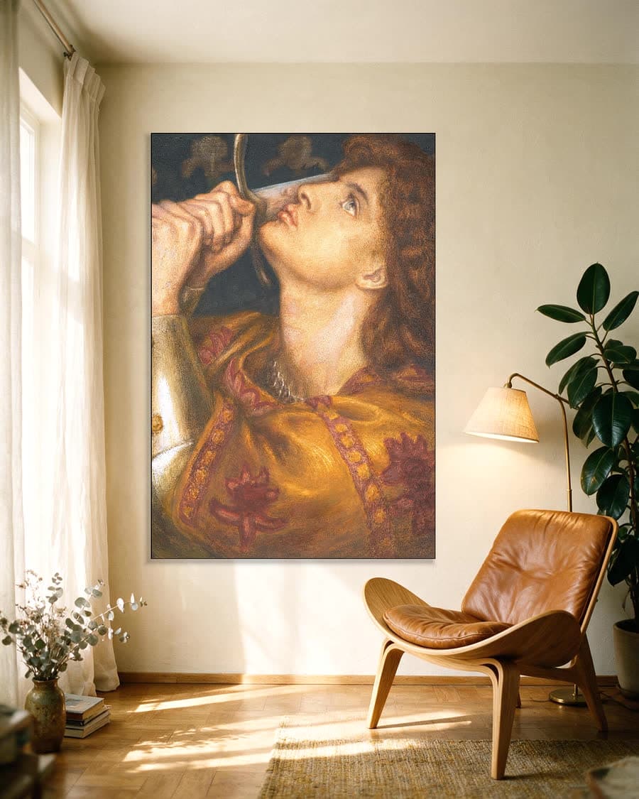 Jeanne d'Arc in een aluminium frame aan dezelfde muur