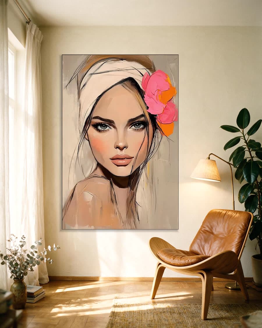Zomerkrans in een aluminium frame aan dezelfde muur